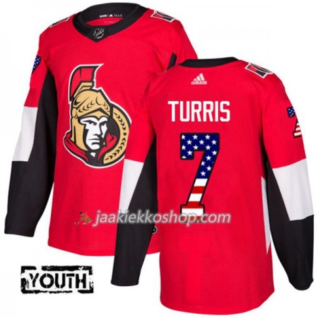Lapsille NHL Ottawa Senators Pelipaita Kyle Turris 7 Adidas 2017-2018 Punainen USA Flag Fashion Authentic